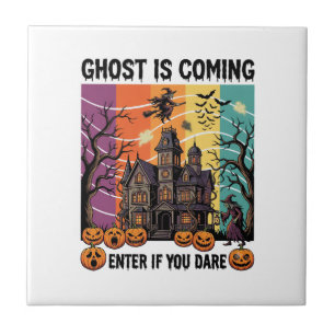 Geist kommt Halloween Spukhaus Hexe Kürbis Fliese