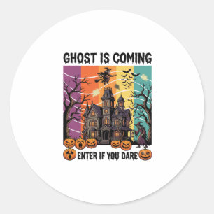 Geist kommt Halloween Spukhaus Hexen Kürbis Runder Aufkleber