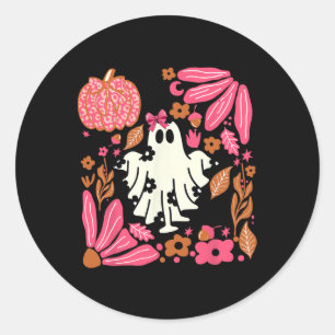 Geist mit Blume Halloween Blumengeisterhandschuh D Runder Aufkleber
