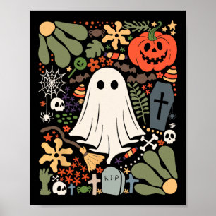 Geist mit Blume Halloween Blumenpumpenghost Poster
