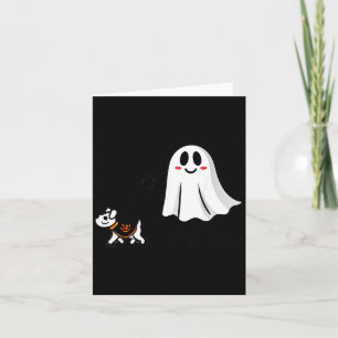 Geist mit gehendem Hund Halloween Karte