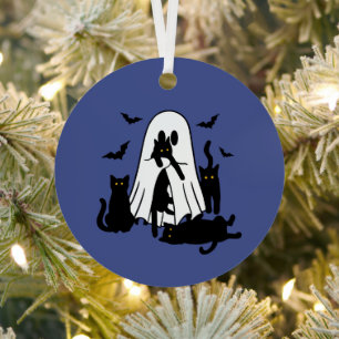 Geist mit katzenHalloween-Baum Ornament Aus Metall