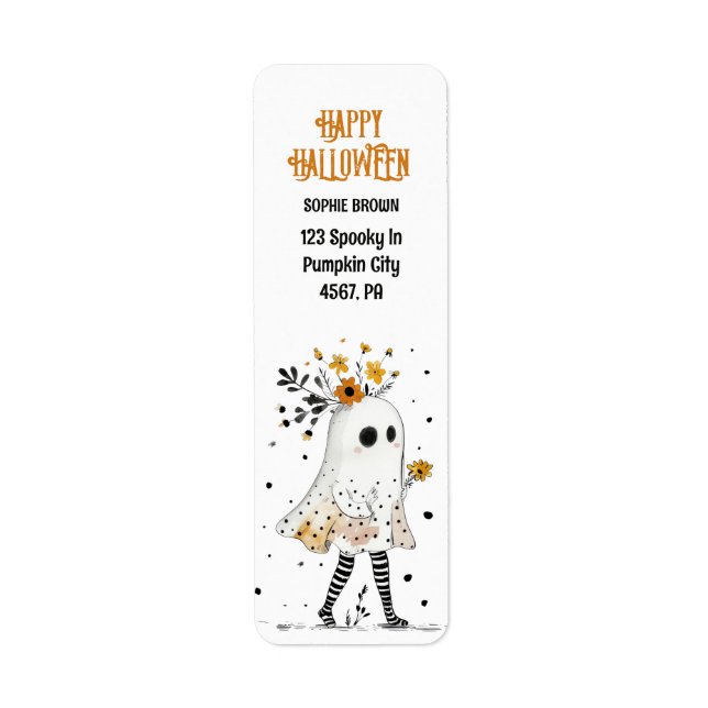 Geist mit Sonnenblumen Whimsical Halloween-Adresse (Vorne)