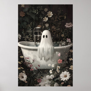 Geist nimmt ein Bad in einem Blumenwald-Druck Poster