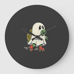 Geist Schildkröte Rollschuhe Halloween Design_1 Große Wanduhr
