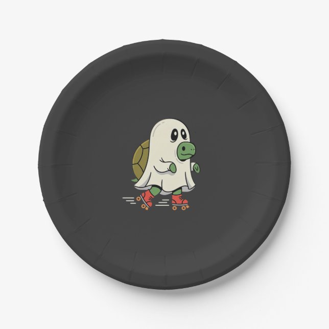 Geist Schildkröte Rollschuhe Halloween Design_1 Pappteller (Vorderseite)