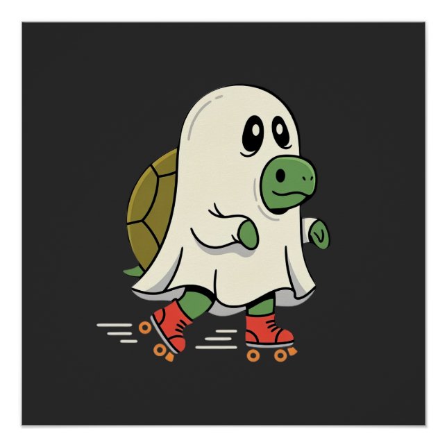 Geist Schildkröte Rollschuhe Halloween Design_1 Poster (Vorderseite)