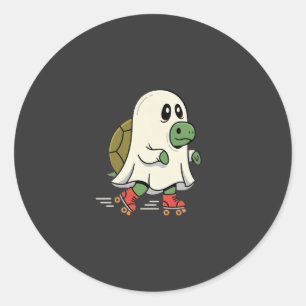 Geist Schildkröte Rollschuhe Halloween Design_1 Runder Aufkleber