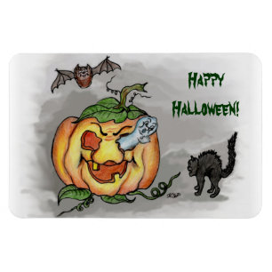 Geist, Schläger und Katze, Happy Halloween! Magnet