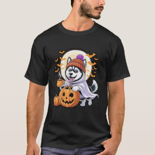 Geist Sibirischer Husky Kürbis Getränke Beanie Her T-Shirt