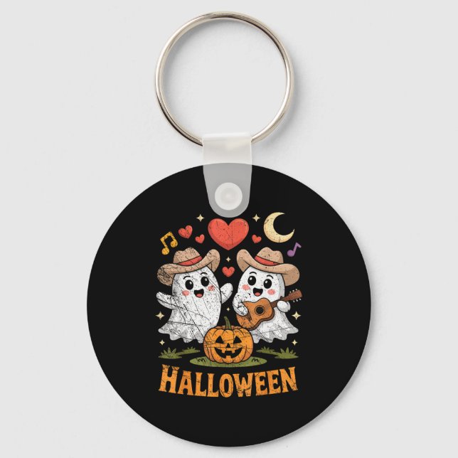 Geist spielt Gitarre für Halloween-Fans  Schlüsselanhänger (Vorderseite)
