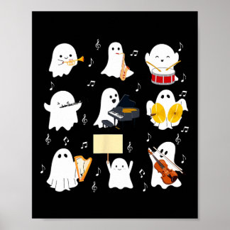 Geist spielt Musikinstrumente Halloween-Musik Poster