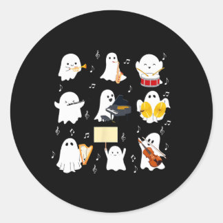 Geist spielt Musikinstrumente Halloween-Musik Runder Aufkleber