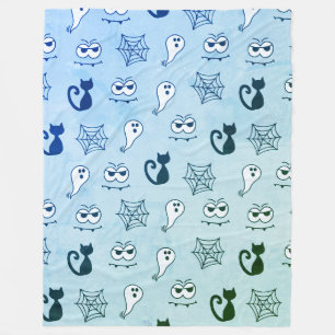 Geist, Spinnennetze und schwarze Katzen Blau Fleecedecke
