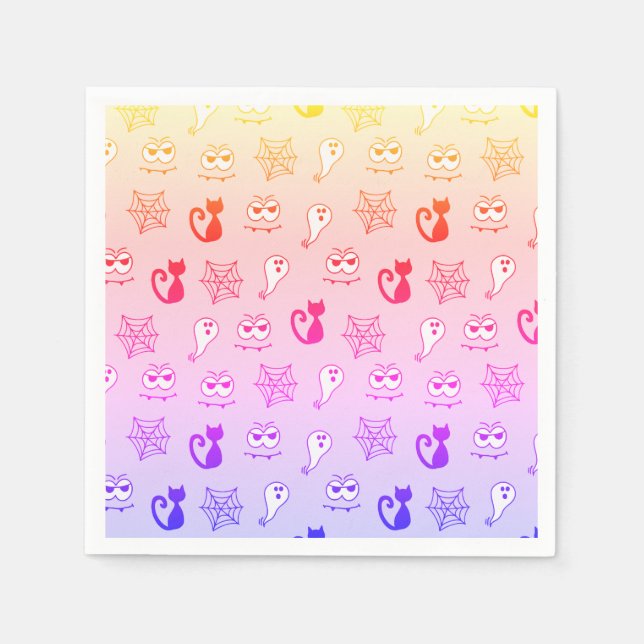 Geist, Spinnennetze und Schwarze Katzen Regenbogen Serviette (Vorderseite)