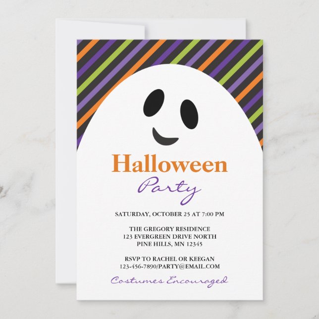 Geist Stripes Halloween-Party-Einladungen Einladung (Vorderseite)