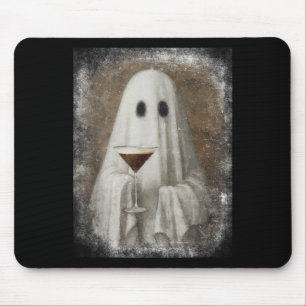 Geist trinkt Espresso Martini Halloween Gruselig A Mousepad