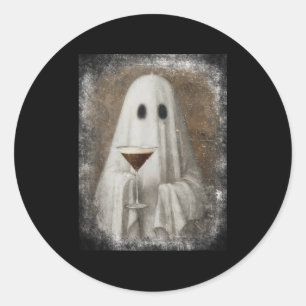 Geist trinkt Espresso Martini Halloween Gruselig A Runder Aufkleber