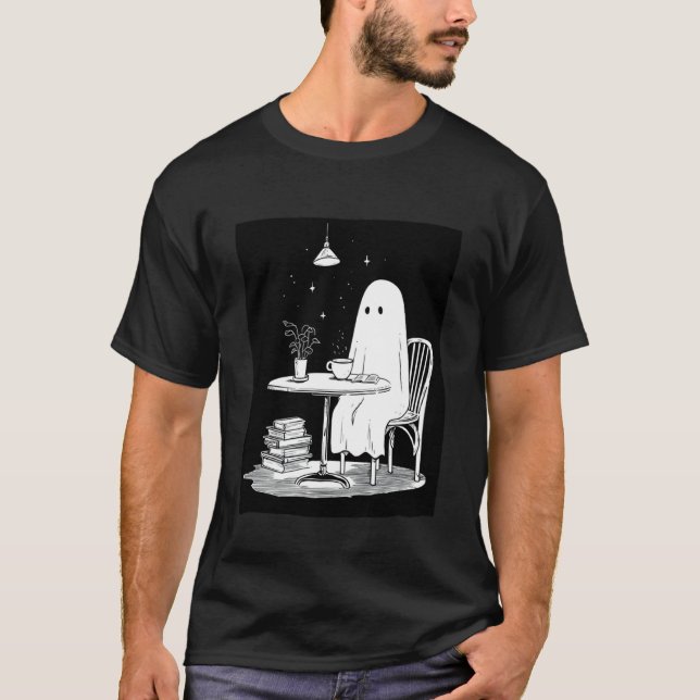 Geist trinkt Tee und liest ein Buch (Vorderseite)