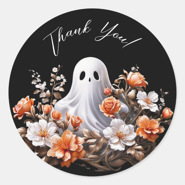 Geist und Blume Halloween Danke Stickers (Vorderseite)