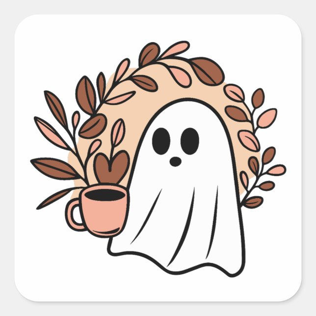 Geist und Kaffee Quadratischer Aufkleber (Vorderseite)