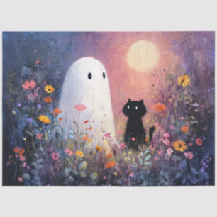 Geist und Katze im Moonlit Garden Dekoupage Seidenpapier
