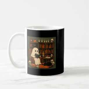 Geist und schwarze Katze gemütliche Halloween-Lese Kaffeetasse