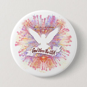 Geist von 1776 Gott segne die USA Banner Weißkopfs Button