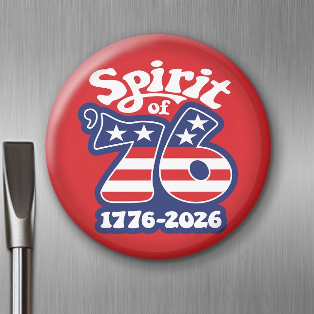 Geist von 76 - Groovy USA 250 - 1776-2026 Magnet (Spirit of 76 - America's Birthday Celebration Magnet)