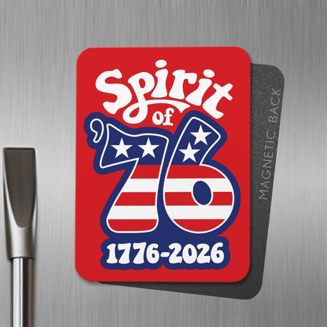 Geist von 76 - Groovy USA 250 - 1776-2026 Magnet (Spirit of 76 Magnet - Celebrate America)