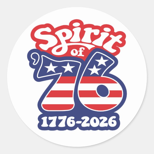 Geist von 76 - Groovy USA 250 - 1776-2026 Runder Aufkleber (Vorderseite)
