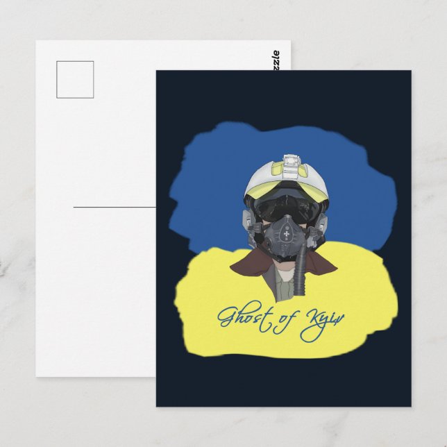 Geist von Kiew. Pilot-Verteidiger von Kiew. Postkarte (Vorne/Hinten)