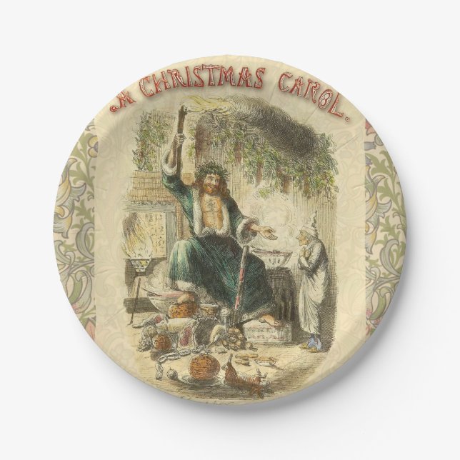 Geist von Weihnachten Gegenwart Scrooge Pappteller (Vorderseite)