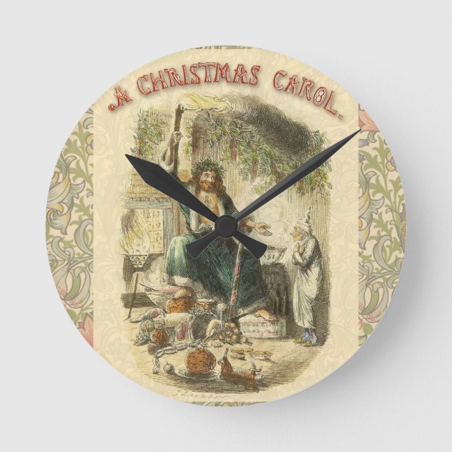 Geist von Weihnachten Gegenwart Scrooge Runde Wanduhr (Vorderseite)