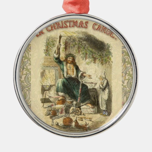 Geist von Weihnachten Gegenwart Scrooge Silbernes Ornament (Vorne)