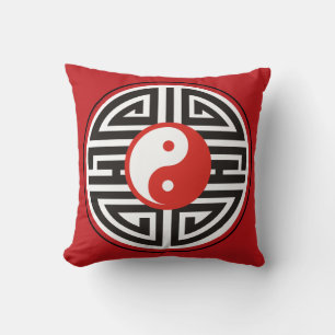 Geist von Yin & Yang rot schwarz + Ihr Hintergrund Kissen