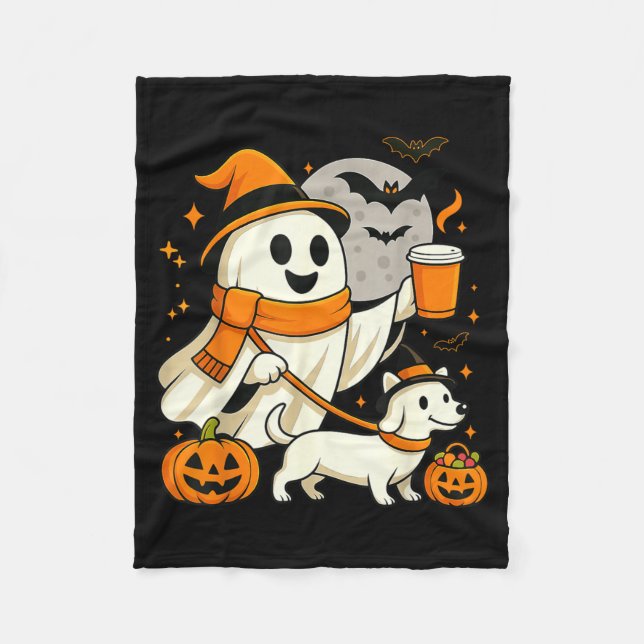Geist wandernd Dackel Gruselzeit Halloween Fleecedecke (Vorderseite)