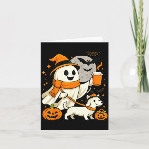 Geist wandernd Dackel Gruselzeit Halloween Karte