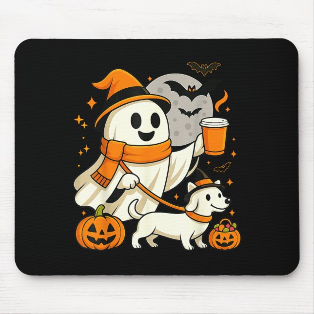 Geist wandernd Dackel Gruselzeit Halloween Mousepad (Vorne)