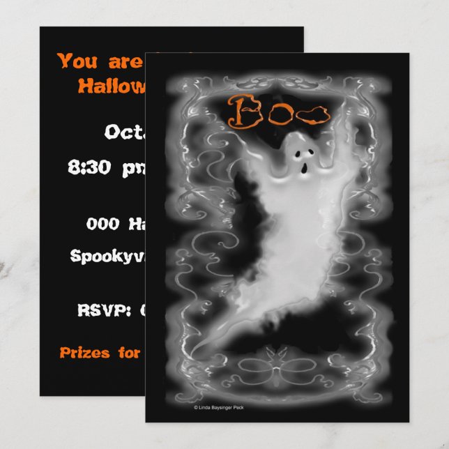 Geist-weiße Rolle-Grenze Einladung (Vorne/Hinten)