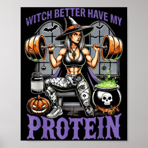Geist Workout Hexe Besser Habe Protein Halloween Poster