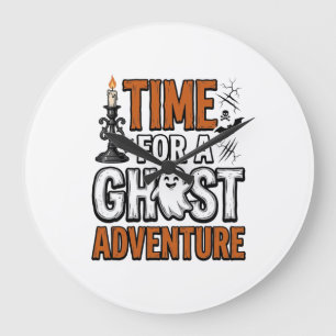 Geister-Abenteuer-Halloween-Vintage-Typografie-Des Große Wanduhr