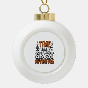 Geister-Abenteuer-Halloween-Vintage-Typografie-Des Keramik Kugel-Ornament