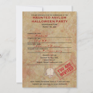 Geister-Asyl-Halloween-Party Einladung