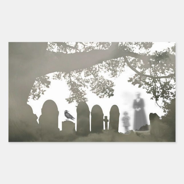 Geister auf dem Friedhof Rechteckiger Aufkleber (Vorderseite)