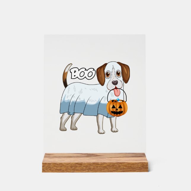 Geister-Beagle-Halloween-Hund Acrylschild (Vorderseite)