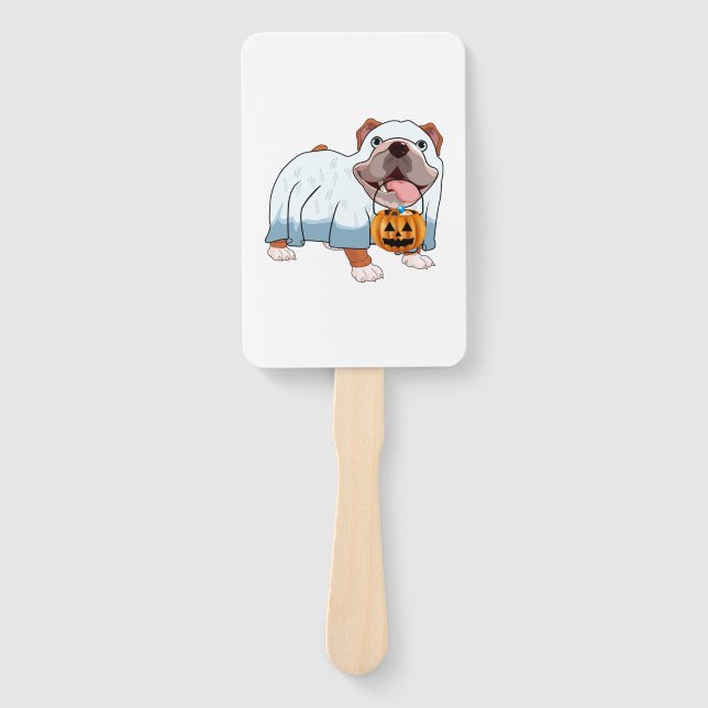 Geister-Bulldogge Halloween-Hund Fächer (Vorderseite)