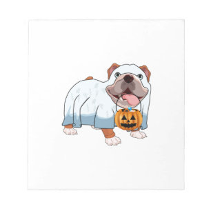 Geister-Bulldogge Halloween-Hund Notizblock