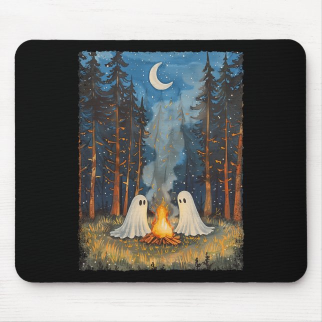 Geister-Campingfeuer-Campingliebhaber-Forst-Gotisc Mousepad (Vorne)