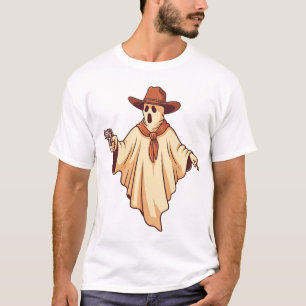 Geister-Cowboy-Halloween lustiges gruseliges Kostü T-Shirt